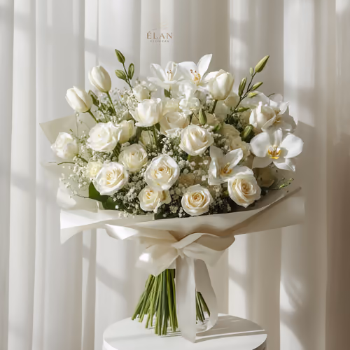 Bó Hoa Trắng Cao Cấp Pure Elegance
