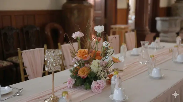 Hoa trang trí tiệc cưới cao cấp - bó hoa cô dâu tulip và hoa hồng pastel